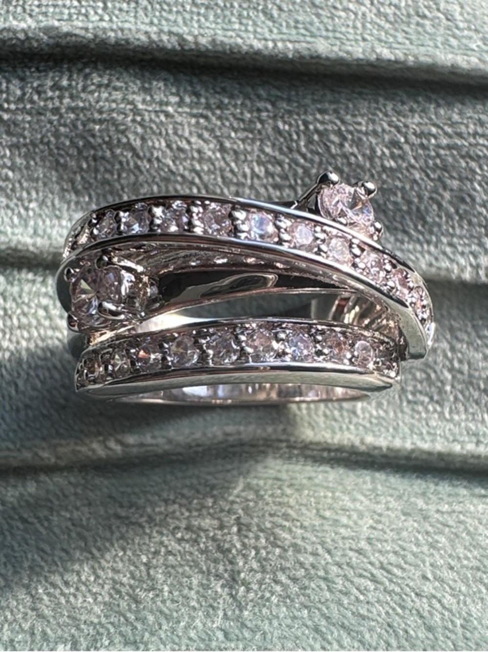 Vintage Camille Lucie CZ Multi-Row Spiral Ring